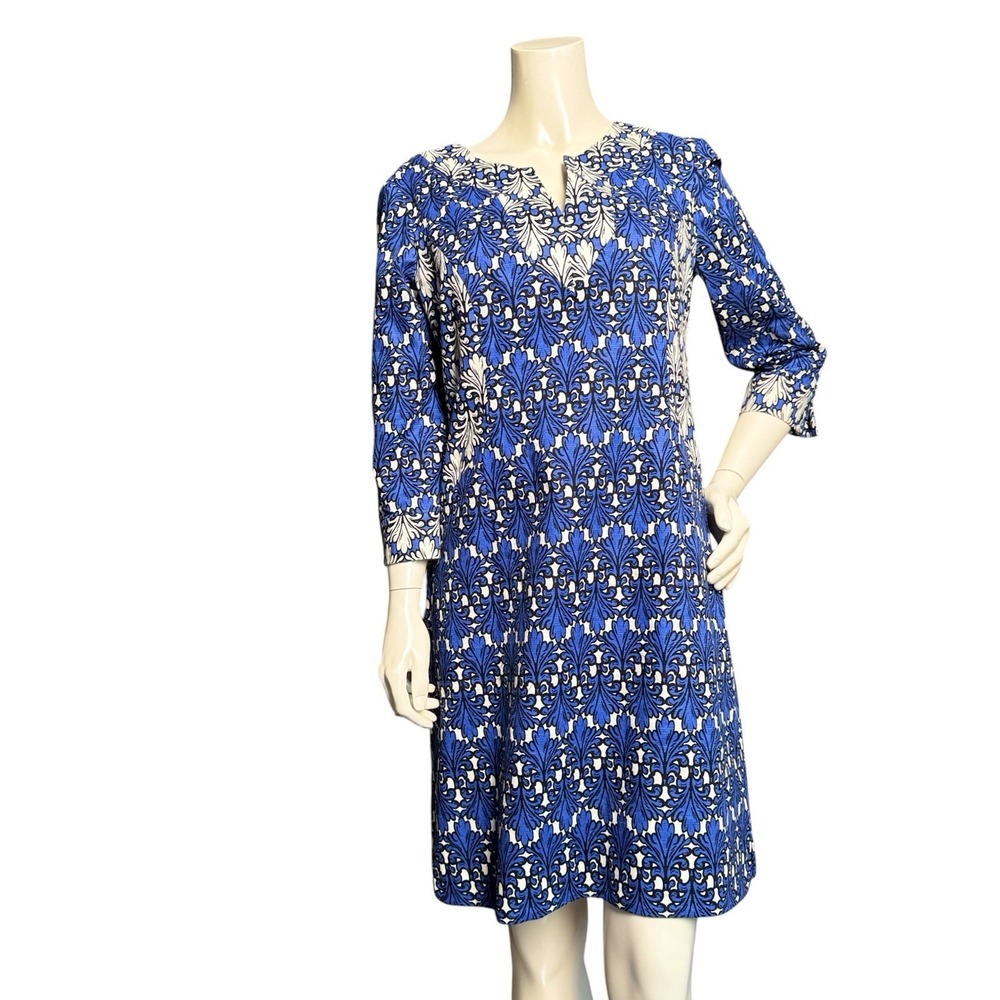 Donna Morgan Midi Dress Blue Ivory Midi Shift Dress